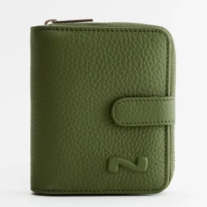 Bi-fold zip-around wallet